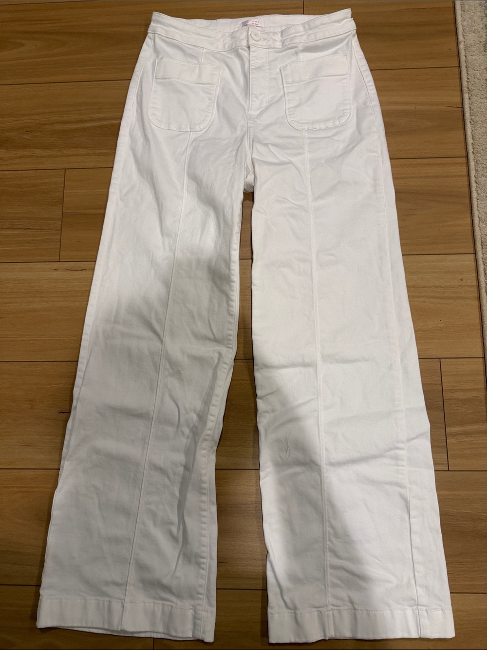 LC Lauren Conrad White Wide-Leg Jeans with Front Patch Pockets